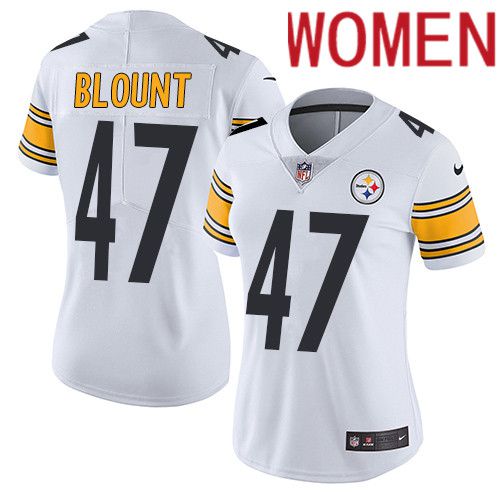 Women Pittsburgh Steelers #47 Mel Blount Nike White Vapor Limited NFL Jersey->women nfl jersey->Women Jersey